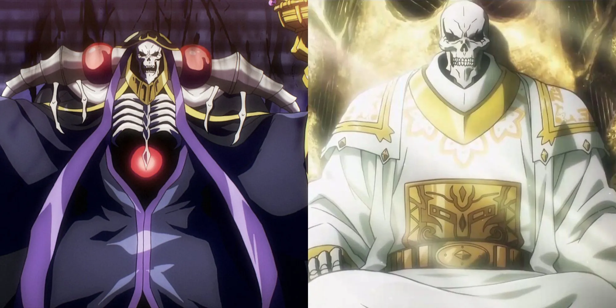 Ainz Ooal Gown ngồi trên ngai vàng, bối cảnh anime Overlord