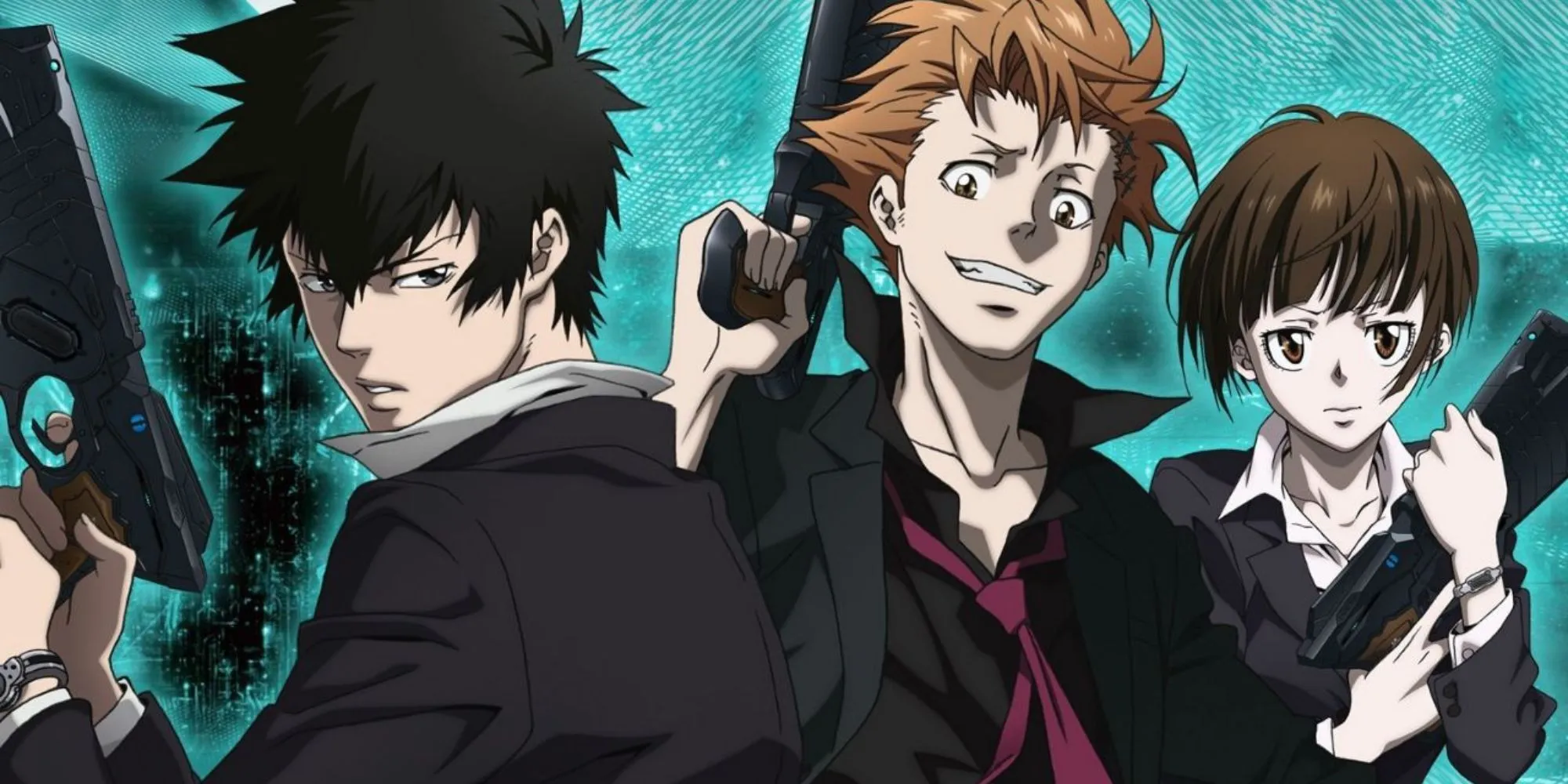 Akane Tsunemori và Shinya Kogami trong anime khoa học viễn tưởng Psycho-Pass.