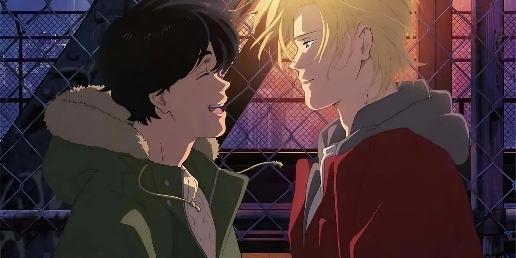 Ash Lynx và Eiji Okumura nhìn nhau trong anime Banana Fish