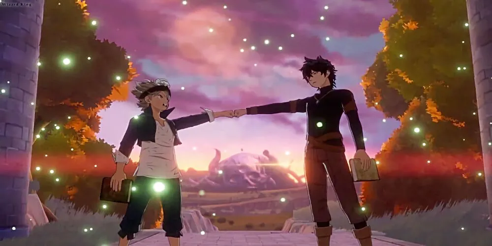 Asta và Yuno đứng cạnh nhau, thể hiện sự cạnh tranh và tôn trọng trong Black Clover