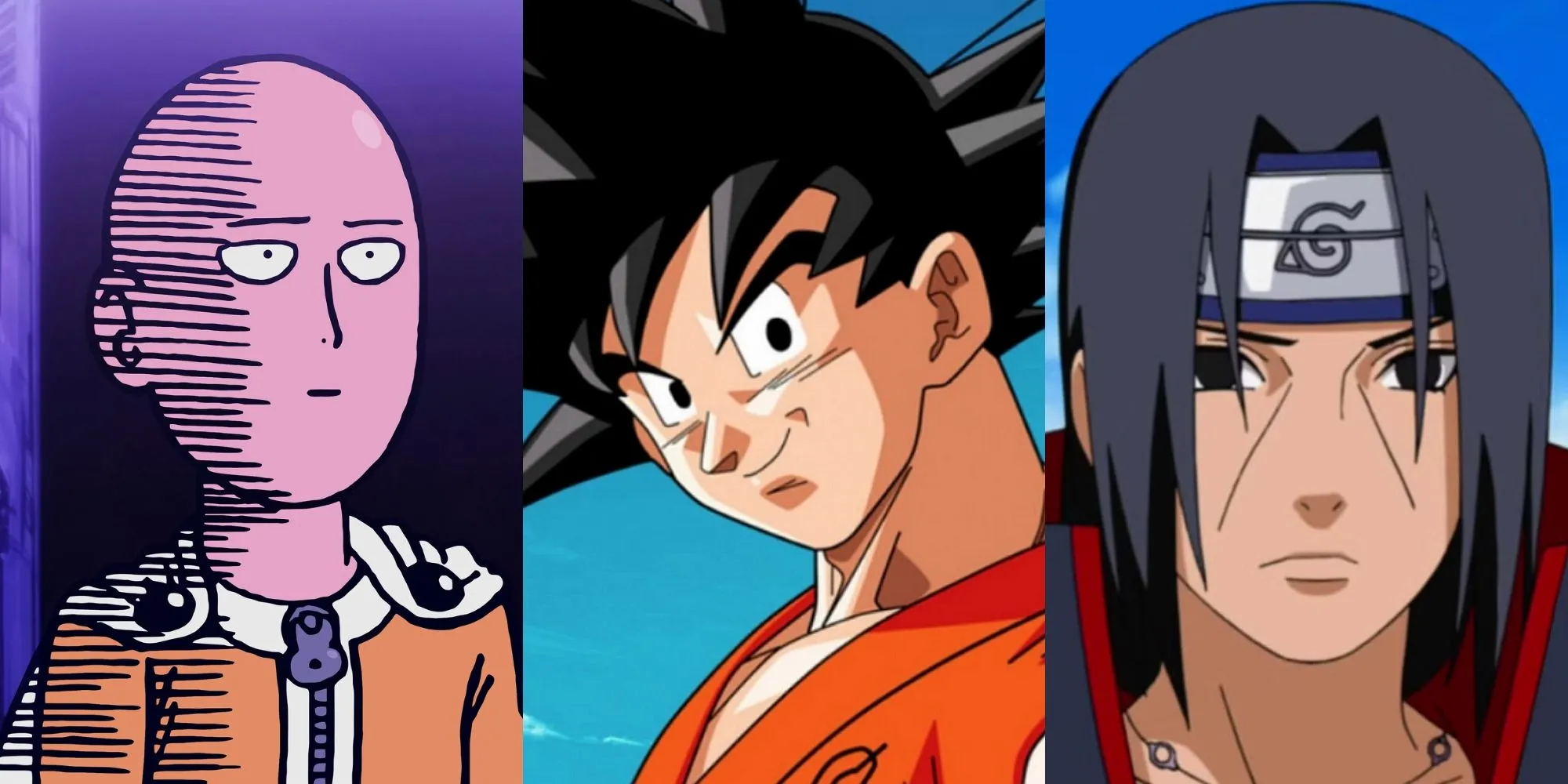 Ba nhân vật anime nổi tiếng: Saitama, Goku, và Itachi