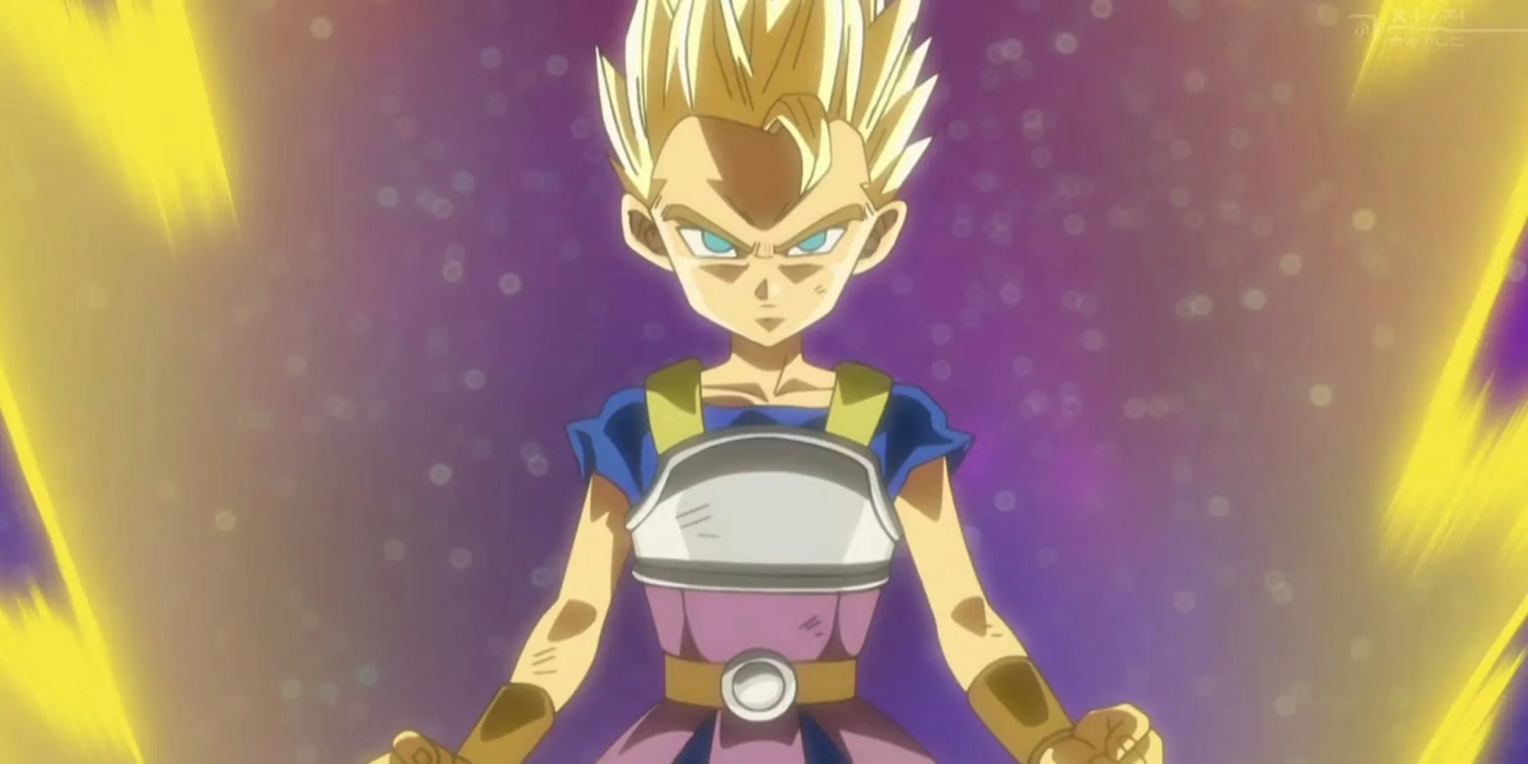 Cabba, chiến binh Saiyan của vũ trụ 6, đang thể hiện sự quyết tâm