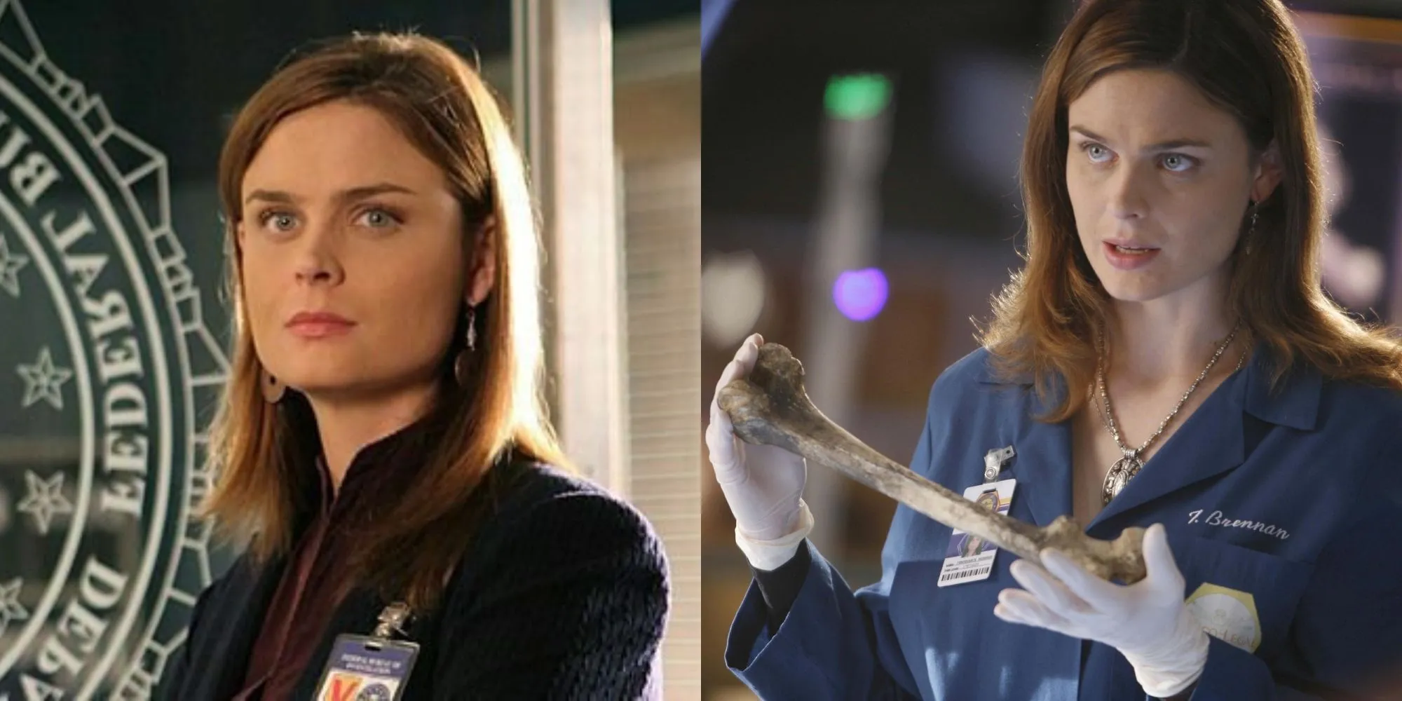 Dr. Temperance Brennan trong Bones làm việc trong phòng thí nghiệm, biểu tượng cho trí tuệ pháp y