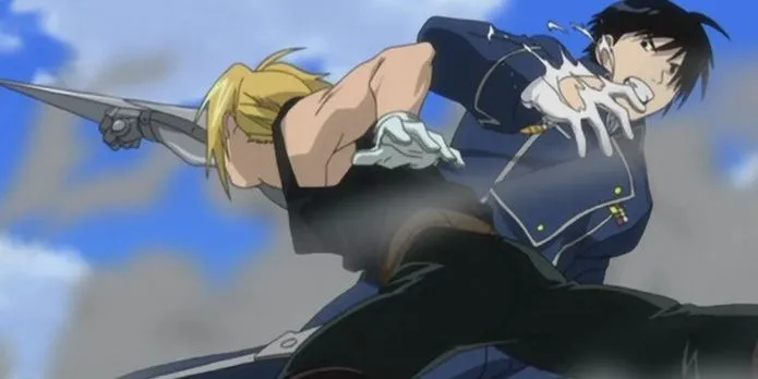 Edward Elric và Roy Mustang trong Fullmetal Alchemist Brotherhood, mối quan hệ giống như đối thủ nhưng chứa đựng sự quan tâm
