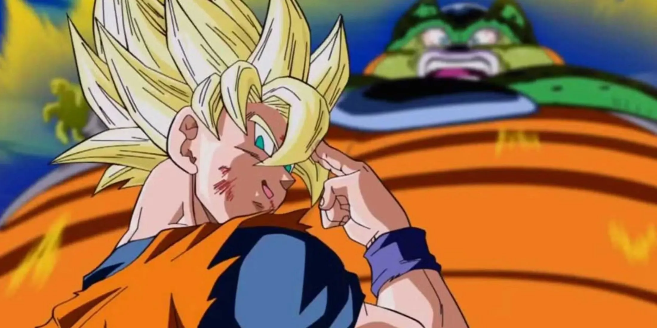 Goku ôm Cell trước khi hy sinh để cứu Trái Đất trong Dragon Ball Z