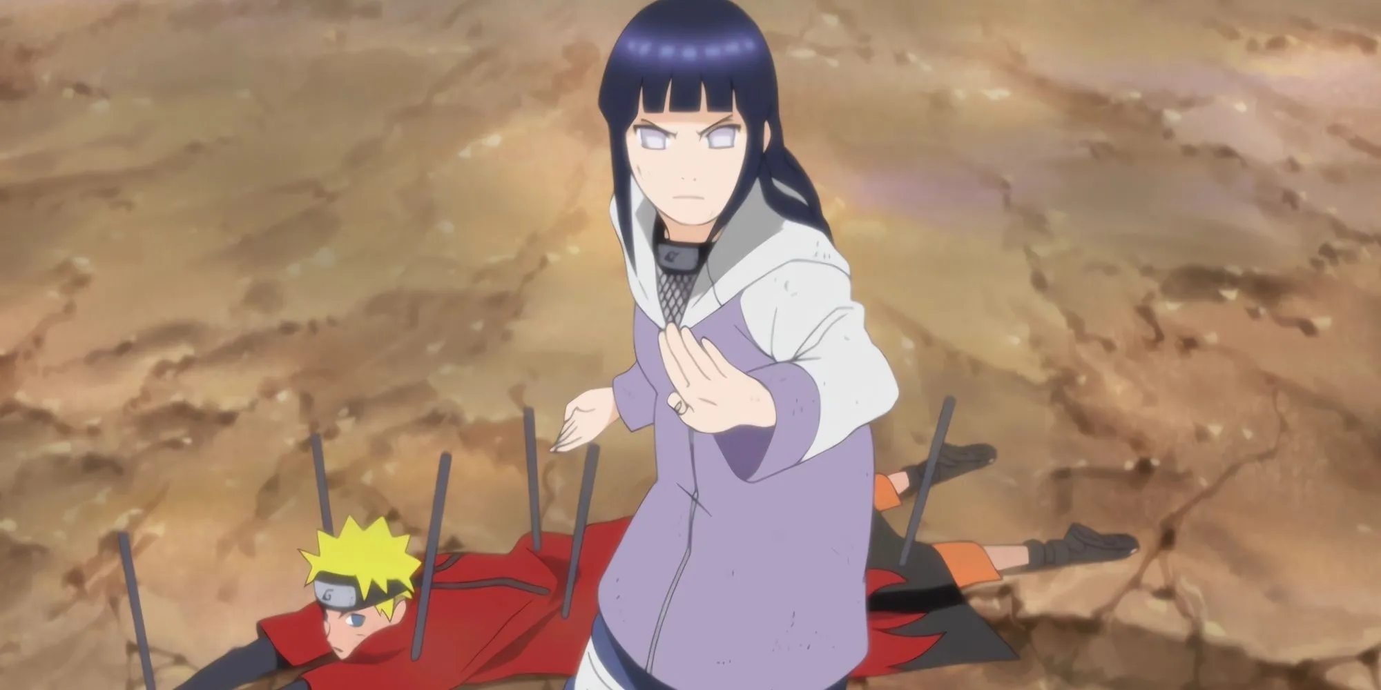 Hinata Hyuga trong khoảnh khắc chiến đấu bảo vệ Naruto, thể hiện tình yêu đơn phương mãnh liệt