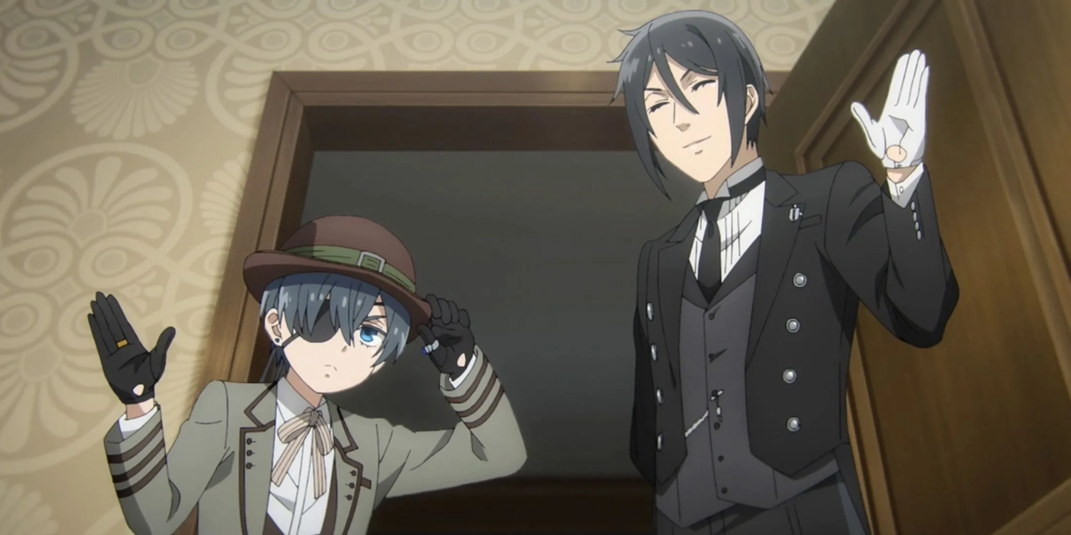 Hình ảnh anime Black Butler: Emerald Witch Arc tập trung vào Ciel và Sebastian