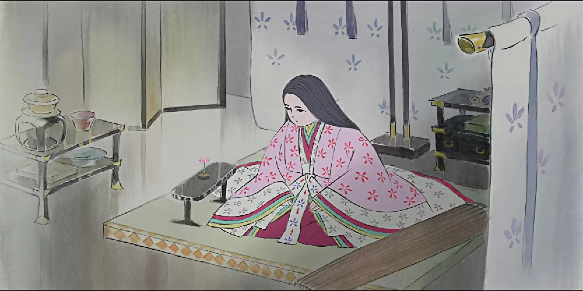Hình ảnh Công chúa Kaguya, nhân vật từ truyện cổ tích Nhật Bản trong phim Ghibli cùng tên