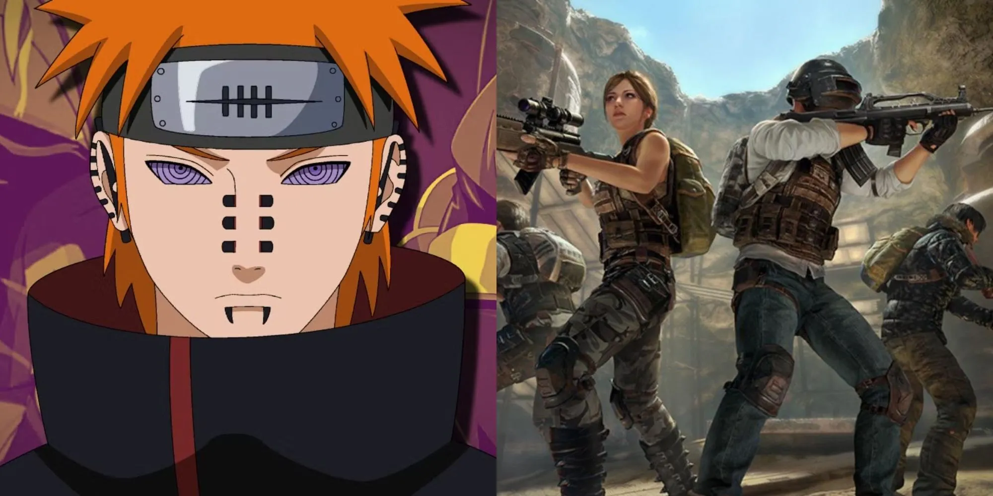 Hình ảnh ghép Akatsuki trong Naruto và game PUBG, minh họa tên AkatsukiReborn