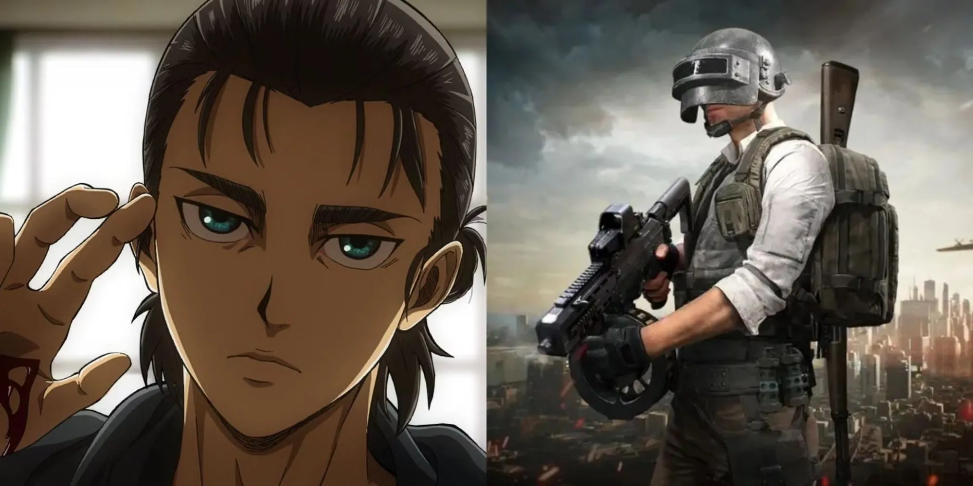 Hình ảnh ghép Attack on Titan và game PUBG, minh tả tên TitanBreaker
