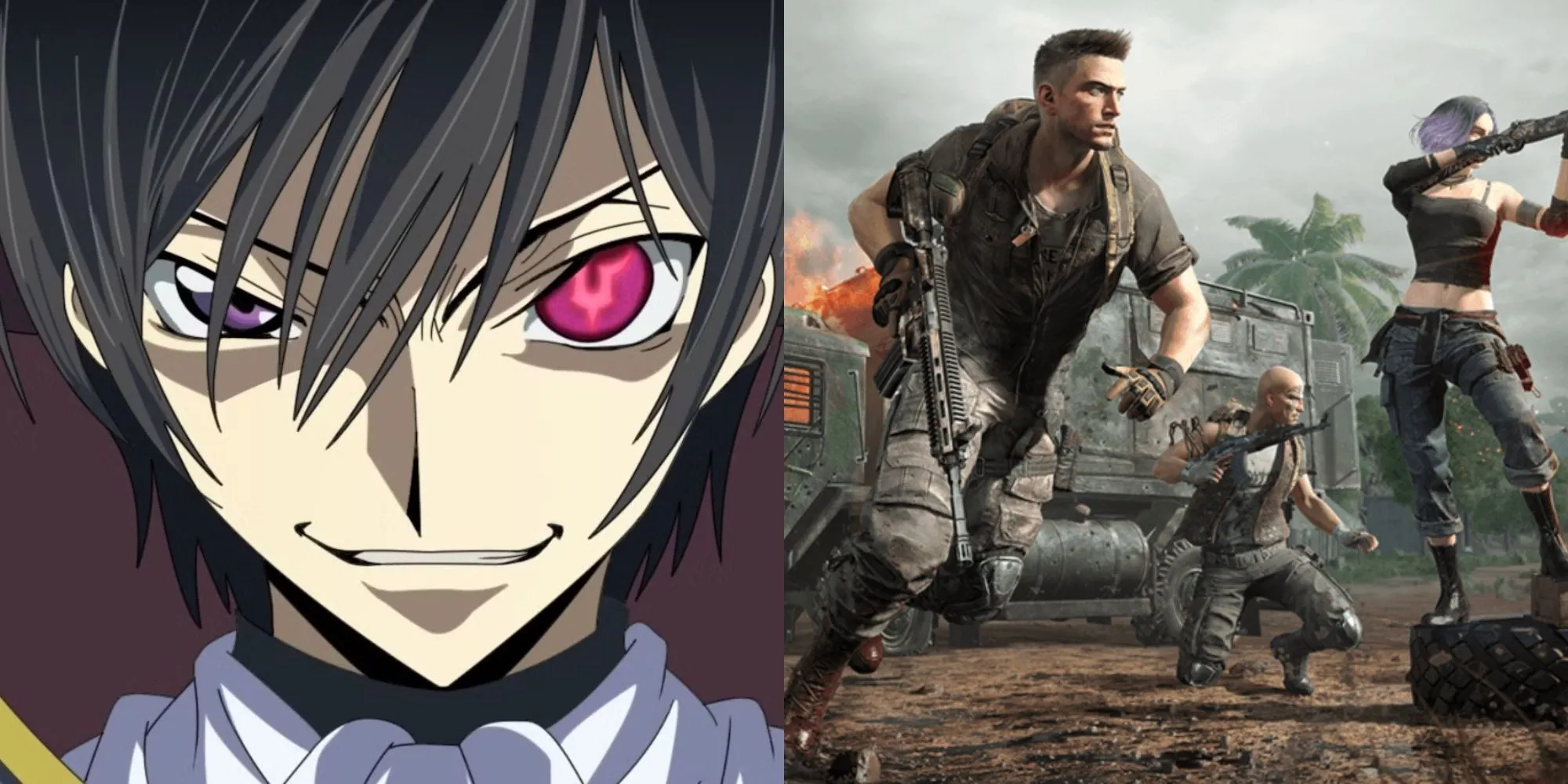 Hình ảnh ghép Code Geass và game PUBG, minh họa tên ZeroRequiem