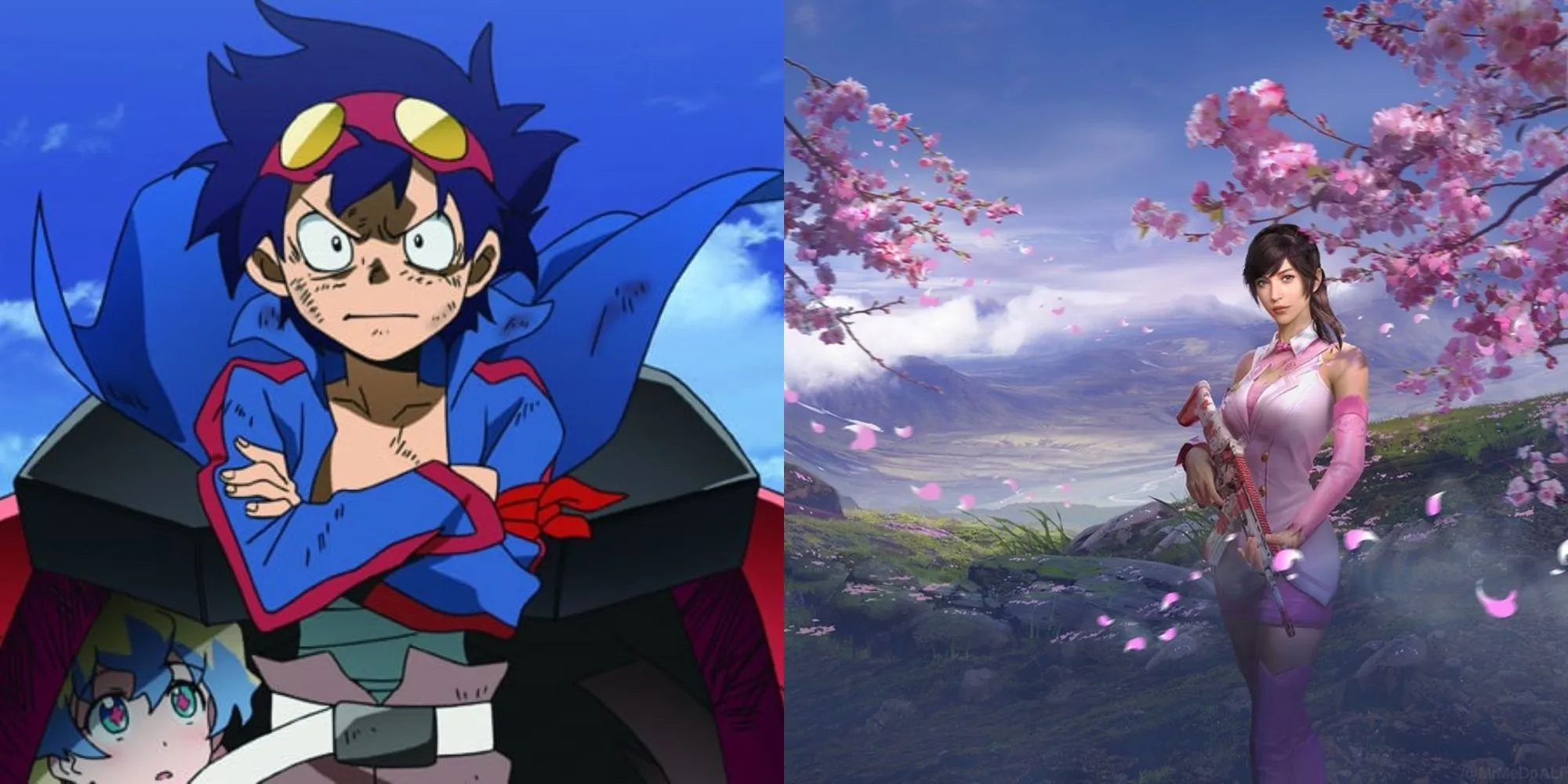 Hình ảnh ghép Gurren Lagann và game PUBG, minh họa tên GurrenDrillRush