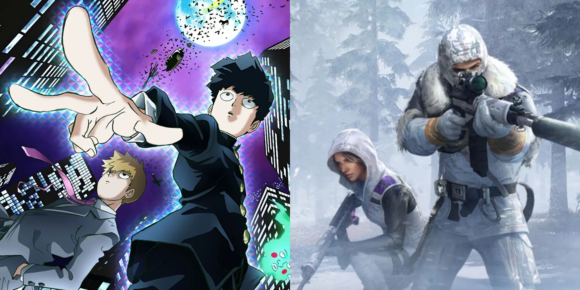 Hình ảnh ghép Mob Psycho 100 và game PUBG, minh họa tên PsychoMobster