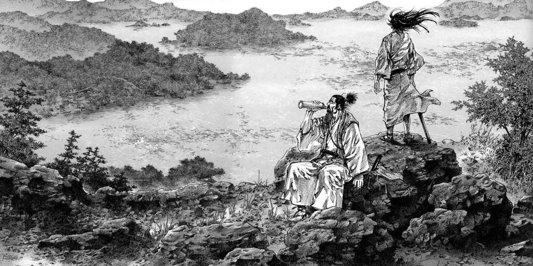 Hình ảnh Miyamoto Musashi trong manga Vagabond với nét vẽ chi tiết