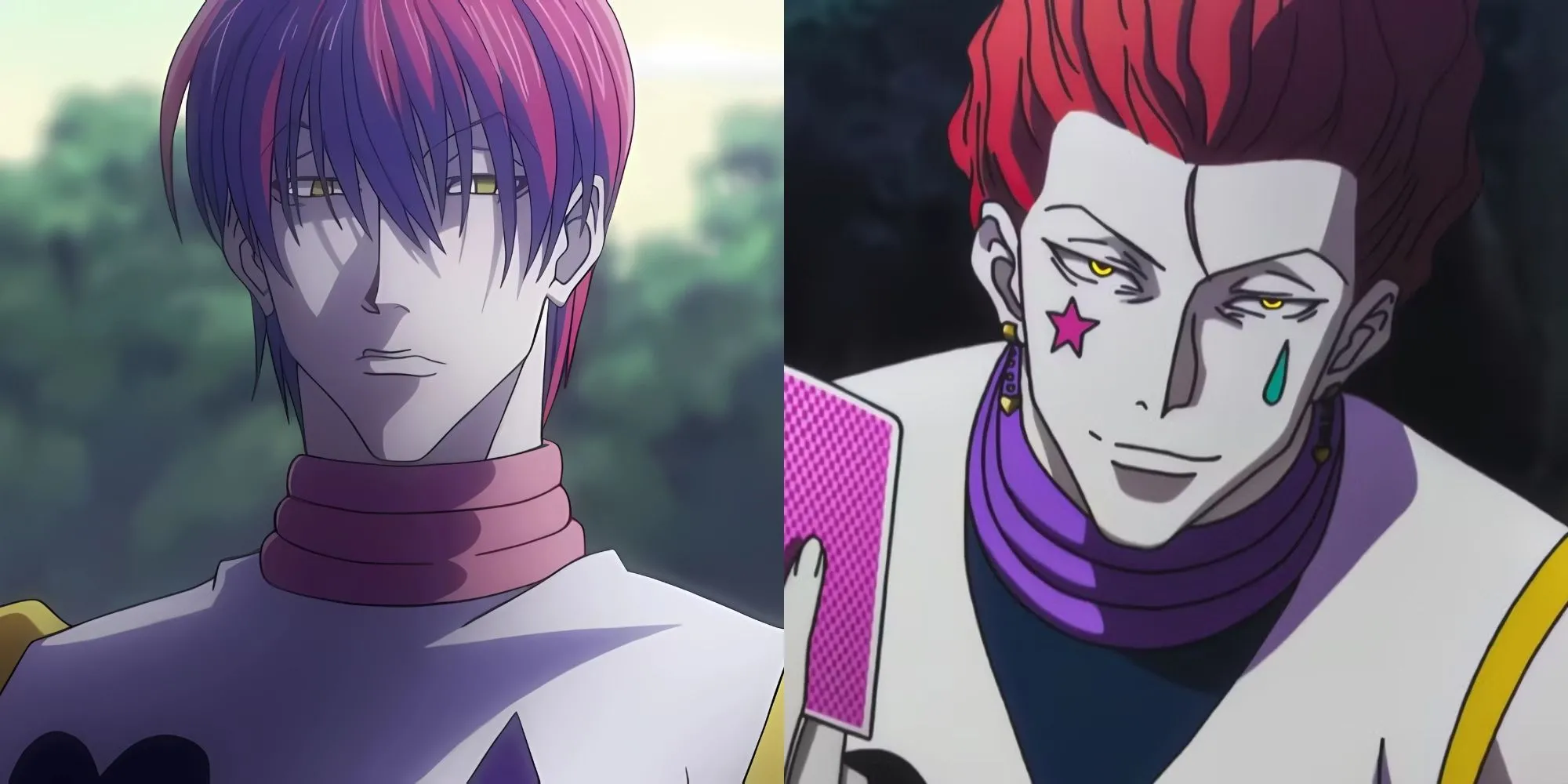 Hisoka Morow trong Hunter x Hunter, sát thủ với nụ cười điên loạn và sở thích chiến đấu biến thái.