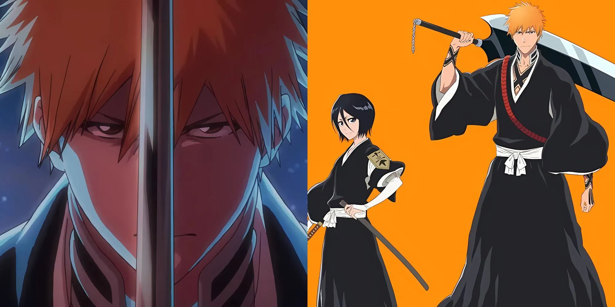 Ichigo Kurosaki với thanh kiếm Zangetsu lớn trong Bleach.