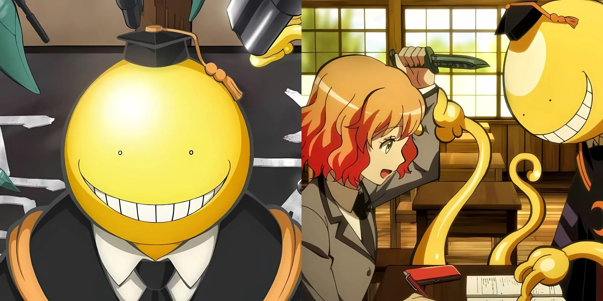 Koro-sensei và các học sinh lớp 3-E, biểu tượng của mối quan hệ thầy trò đặc biệt và kết thúc vừa hài hước vừa cảm động của Assassination Classroom