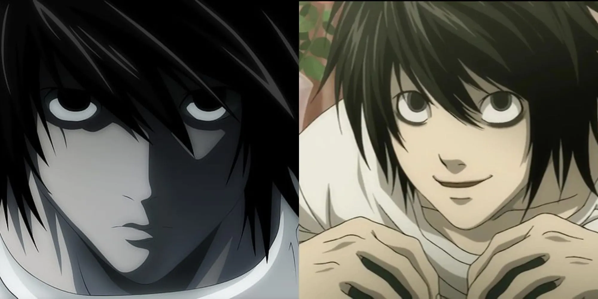 L trong Death Note ngồi với tư thế đặc trưng, biểu tượng cho trí tuệ phân tích và khả năng suy luận