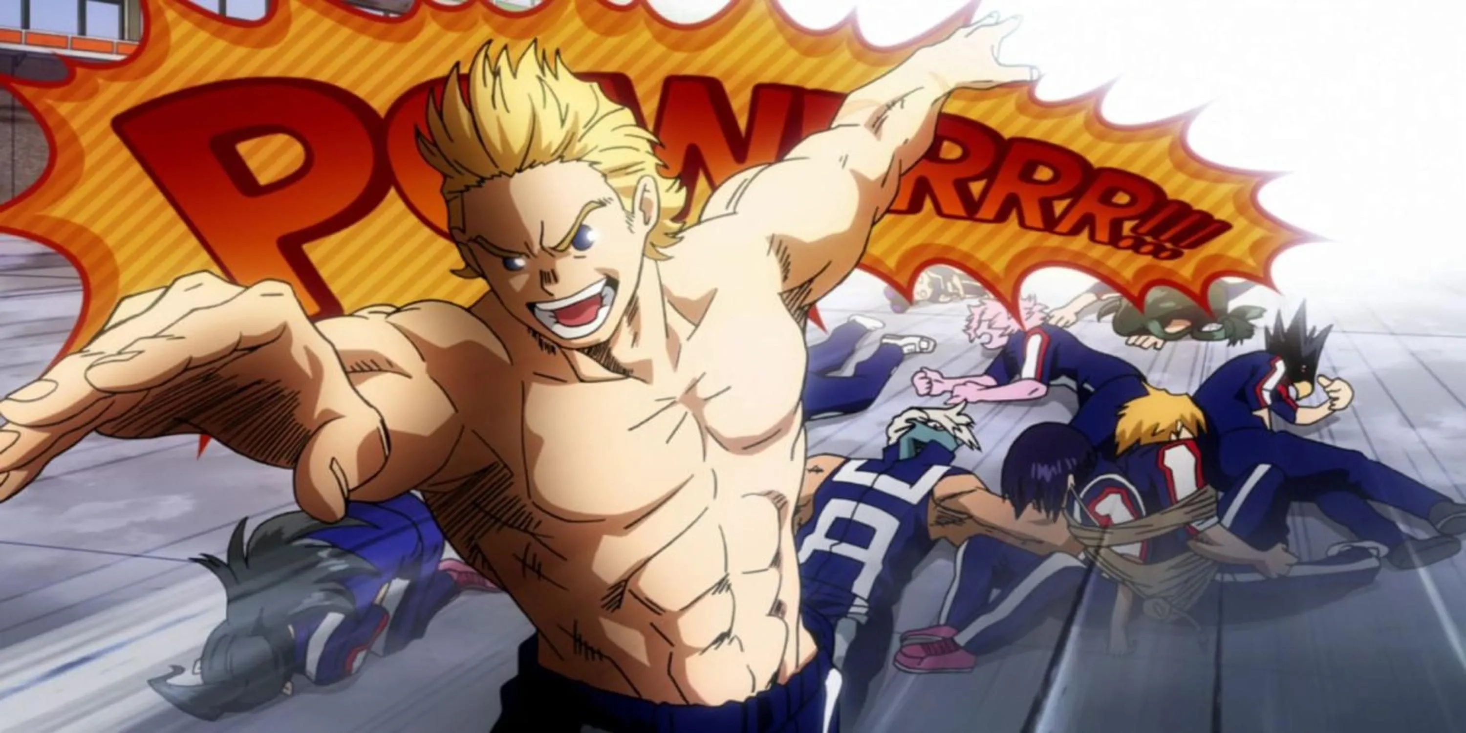 Mirio Togata (Lemillion) chuẩn bị sử dụng Quirk Permeation để xuyên qua vật thể trong My Hero Academia