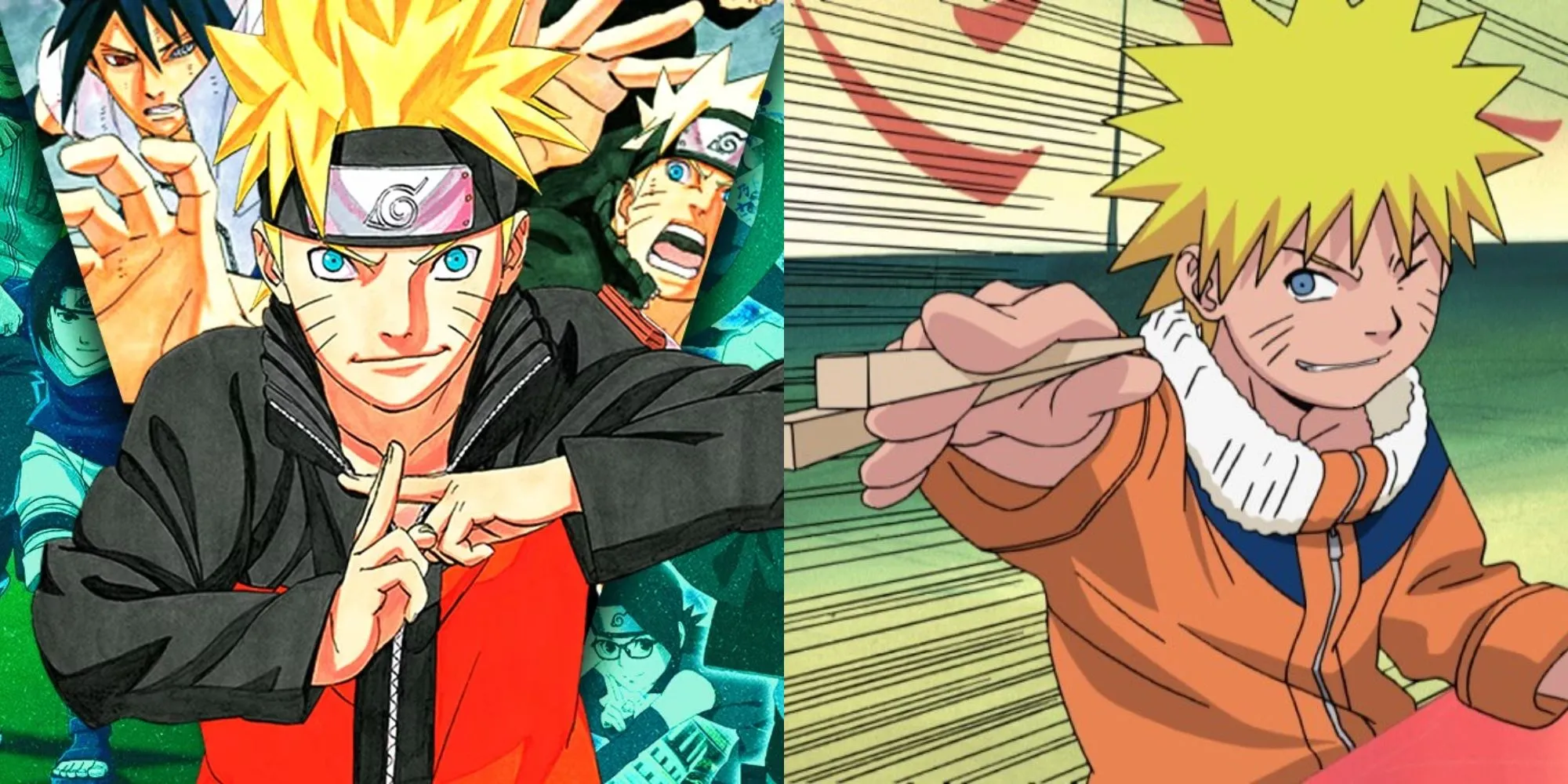 Naruto Uzumaki trong bộ trang phục cam quen thuộc của Làng Lá
