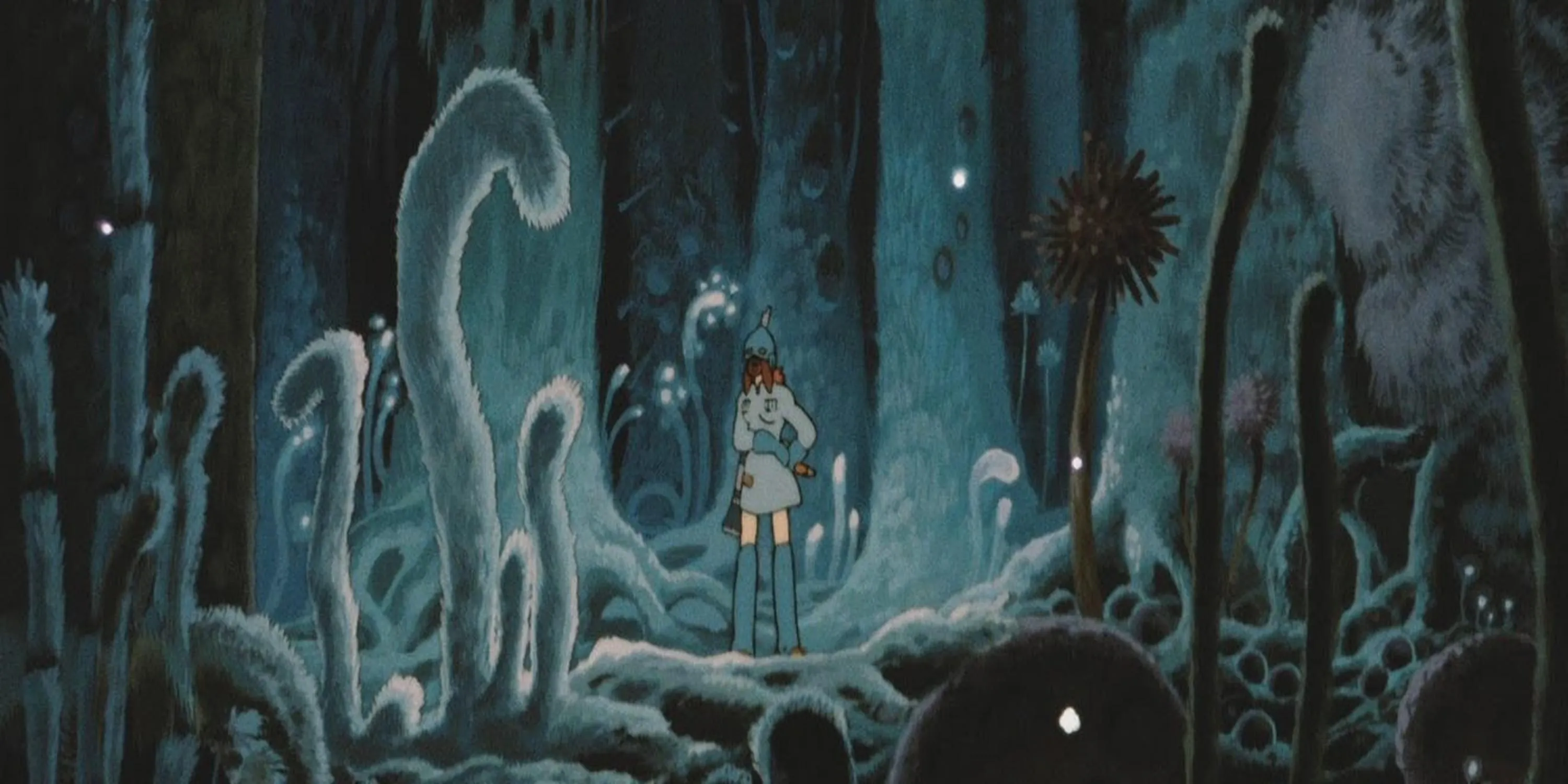 Nausicaä bay lượn trên chiếc lượn gió qua Rừng Độc