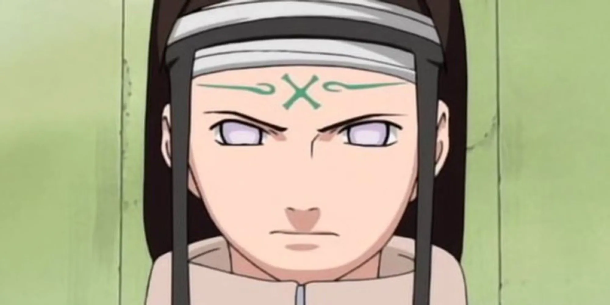 Neji Hyuga với Ấn Chú Phân Gia trên trán trong Naruto