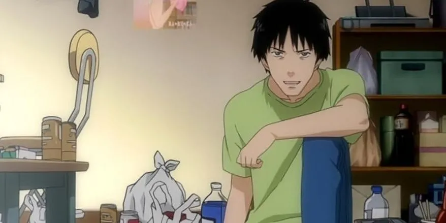 Nhân vật chính Satou trong anime Welcome to the NHK thể hiện sự cô lập và lo lắng