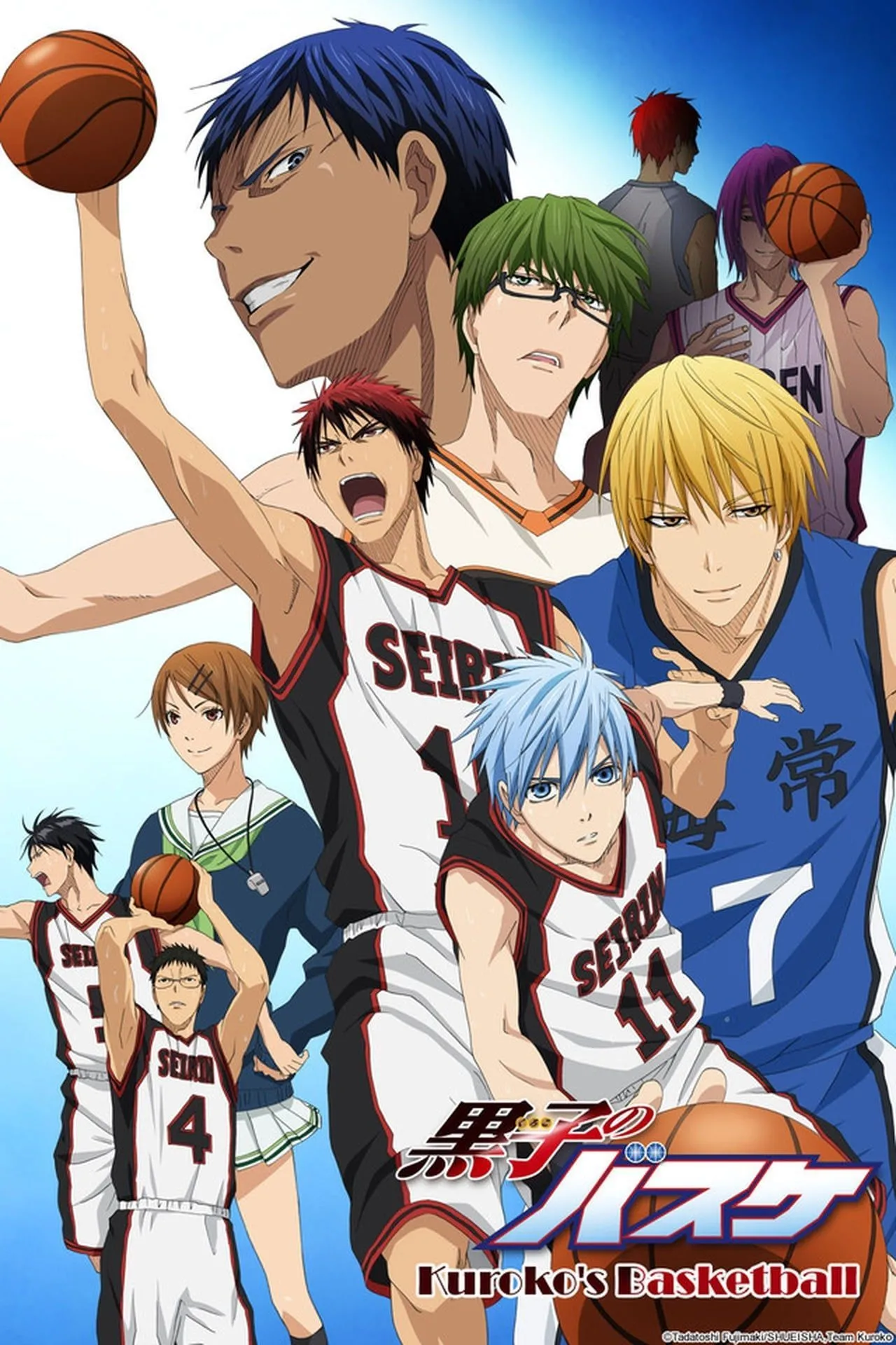 Nhân vật chính Tetsuya Kuroko và các đồng đội trong anime bóng rổ Kuroko's Basketball.
