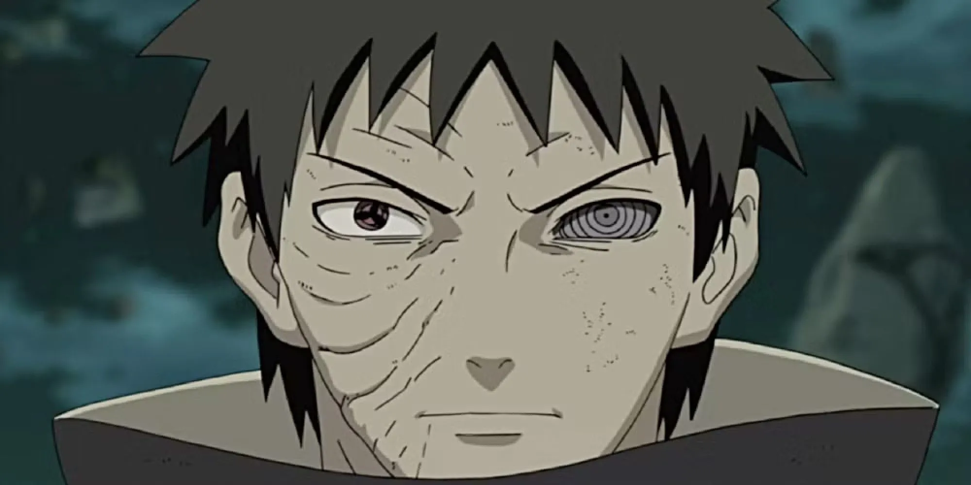 Obito Uchiha từ Naruto với Sharingan và Rinnegan