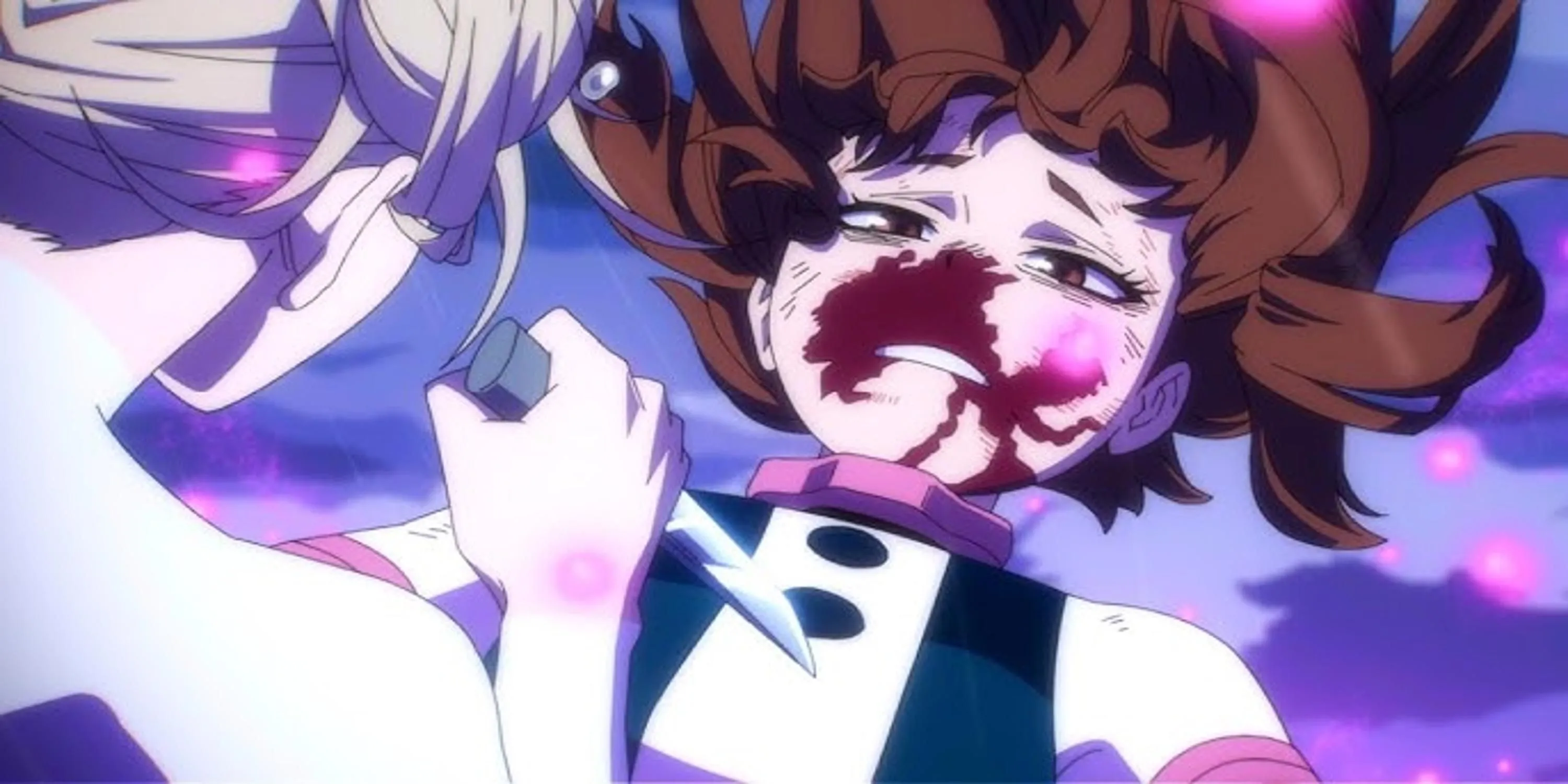 Ochako Uraraka kích hoạt Quirk Không Trọng Lực trong My Hero Academia.