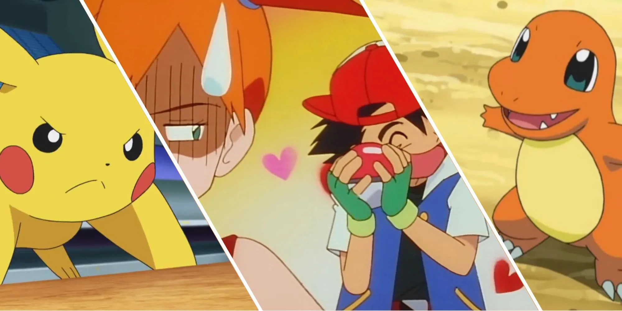 Pikachu và những người bạn đồng hành ban đầu Ash, Misty, Charmander