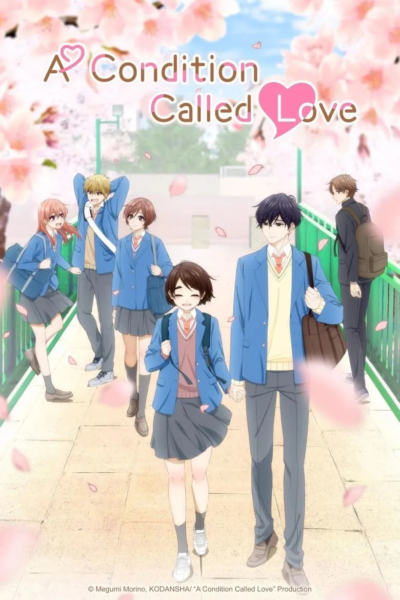 Poster anime A Condition Called Love (Hananoi-kun to Koi no Yamai) với Hananoi và Hotaru, cặp đôi với mối quan hệ đặc biệt.