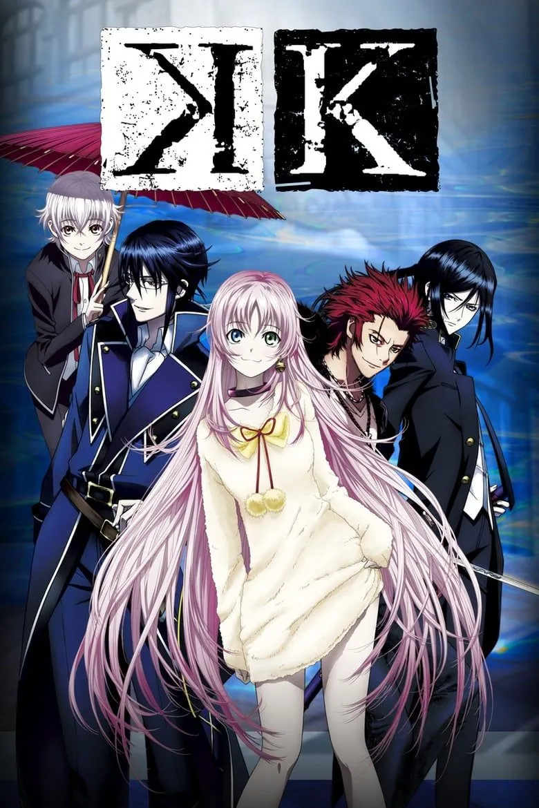 Poster anime K, giới thiệu các nhân vật chính từ các gia tộc King