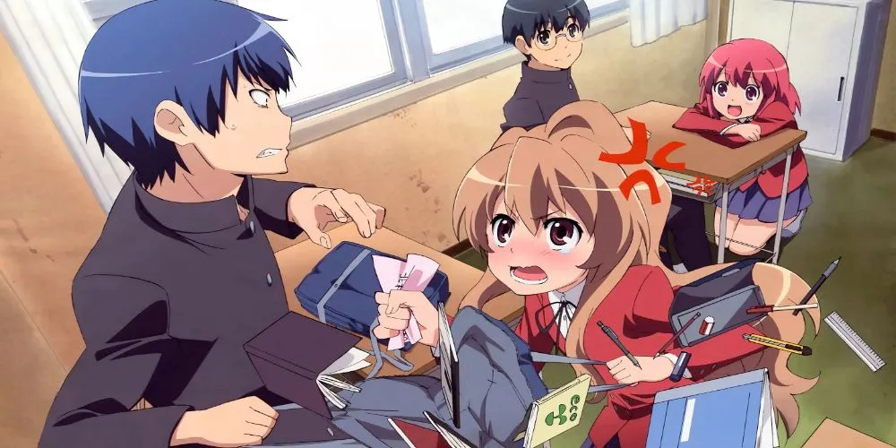 Ryuji và Taiga từ Toradora! nhìn nhau một cách chân thật