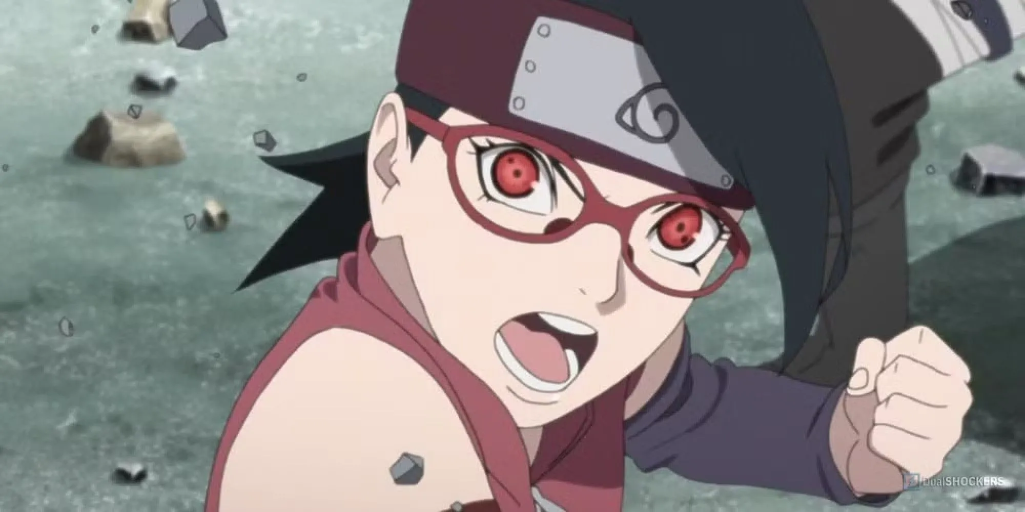 Sarada từ Boruto với Sharingan một tomoe