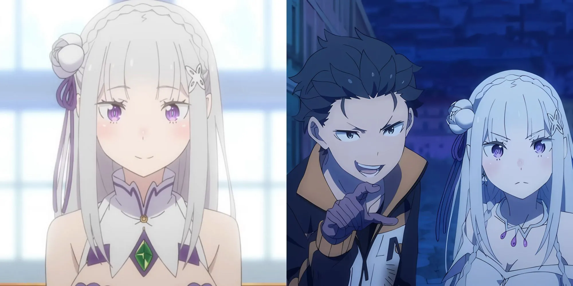 Subaru và Emilia trong một cảnh tĩnh trong anime Re_Zero