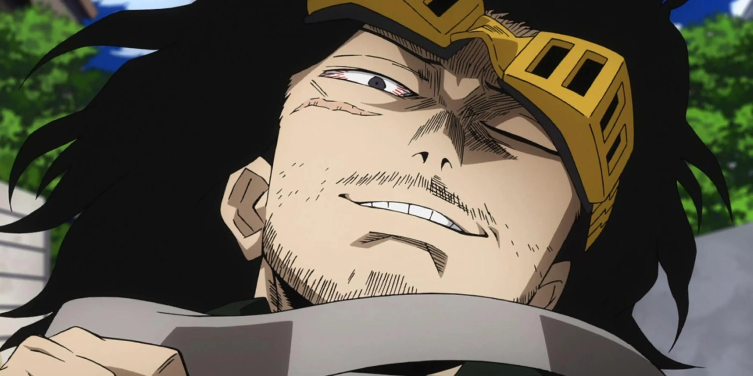Thầy giáo Shota Aizawa (Eraser Head) với ánh mắt kích hoạt Quirk Erasure trong My Hero Academia