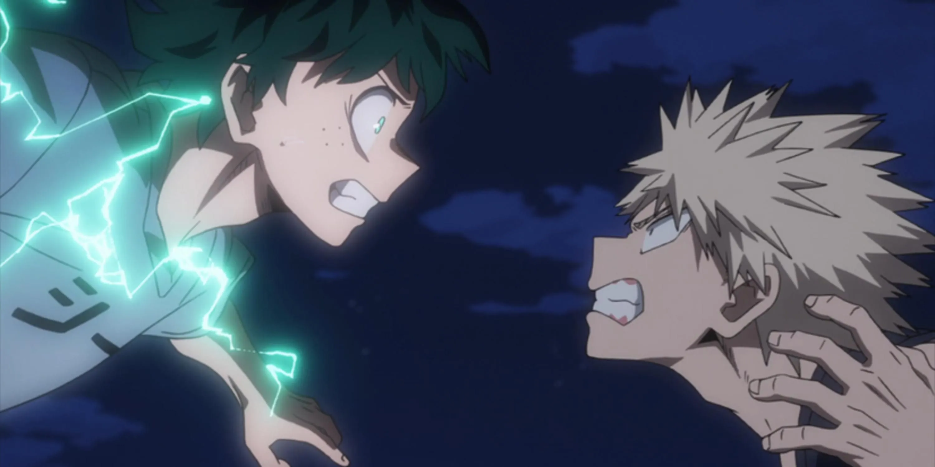 Trận đấu đầy cảm xúc giữa Deku và Bakugo vào ban đêm trong My Hero Academia