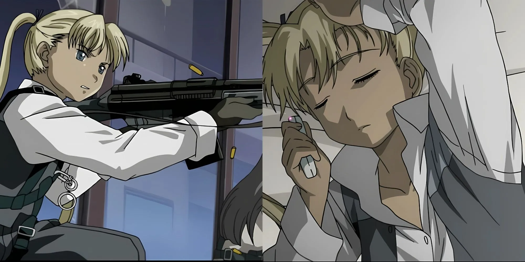 Triela cầm súng shotgun trong Gunslinger Girl