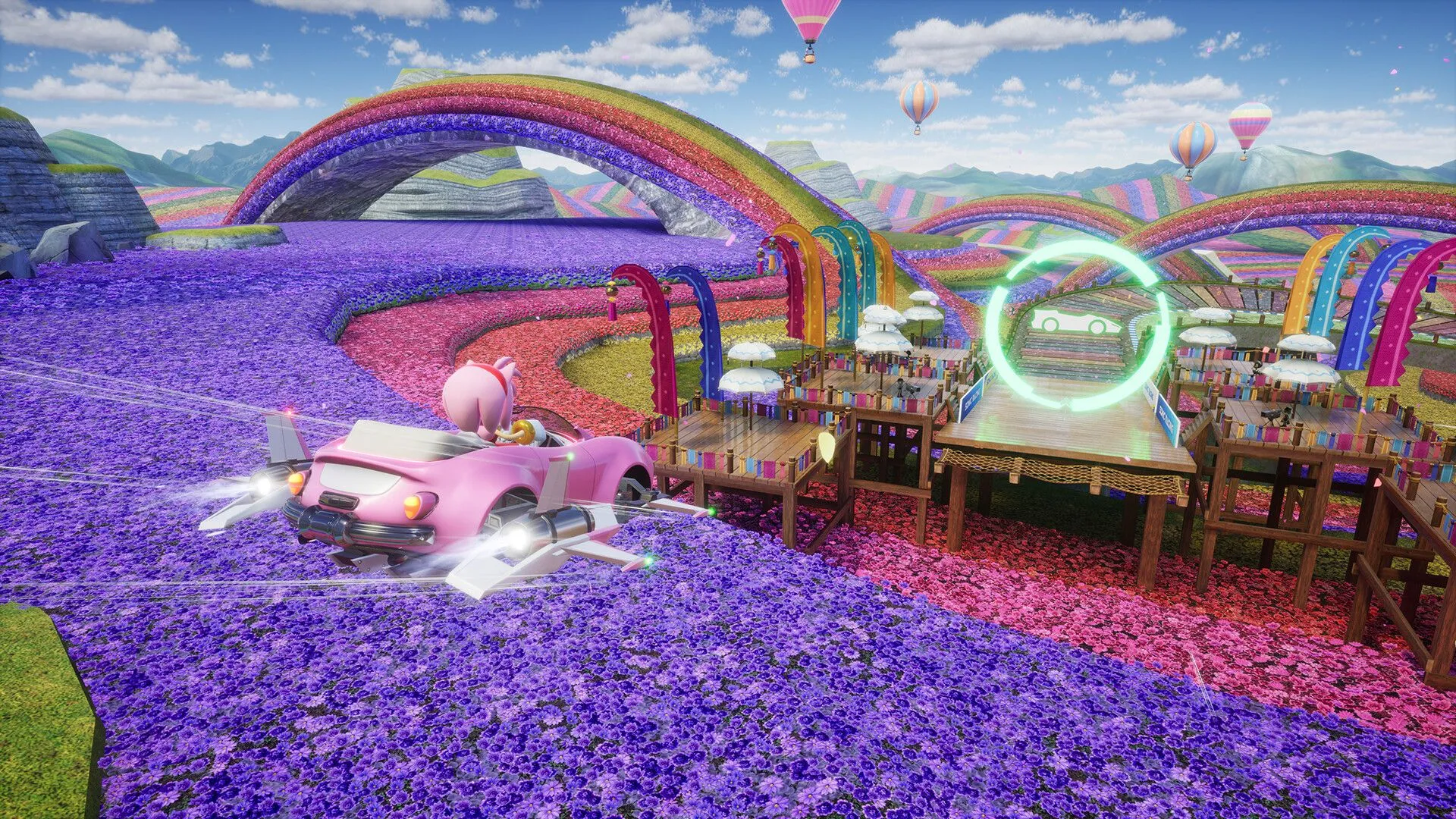 Giao diện người dùng và thông tin hiển thị trong quá trình đua của Sonic Racing CrossWorlds