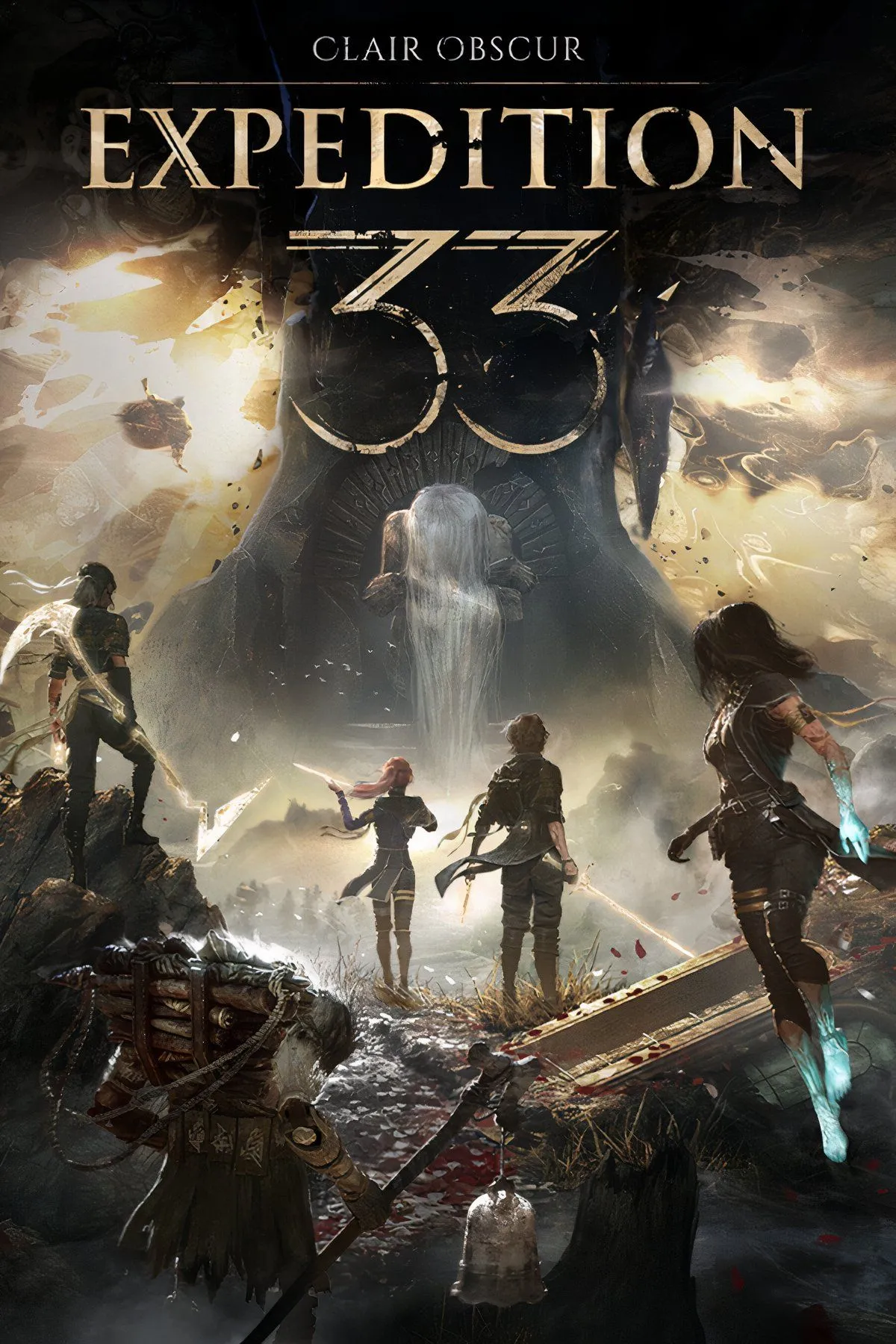 Hình ảnh bìa chính thức của game RPG Clair Obscur: Expedition 33 với phong cách nghệ thuật độc đáo