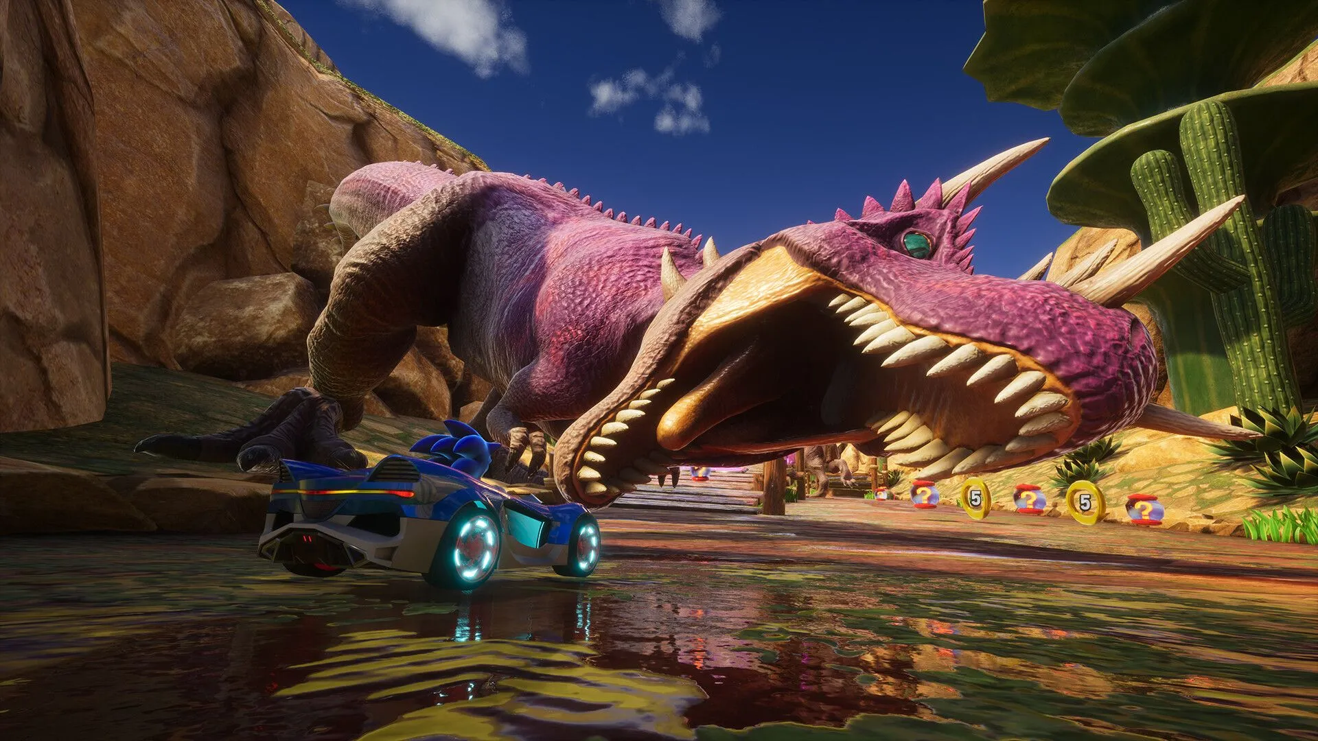 Hình ảnh gameplay ban đầu của Sonic Racing CrossWorlds, cho thấy các nhân vật trên đường đua đa dạng