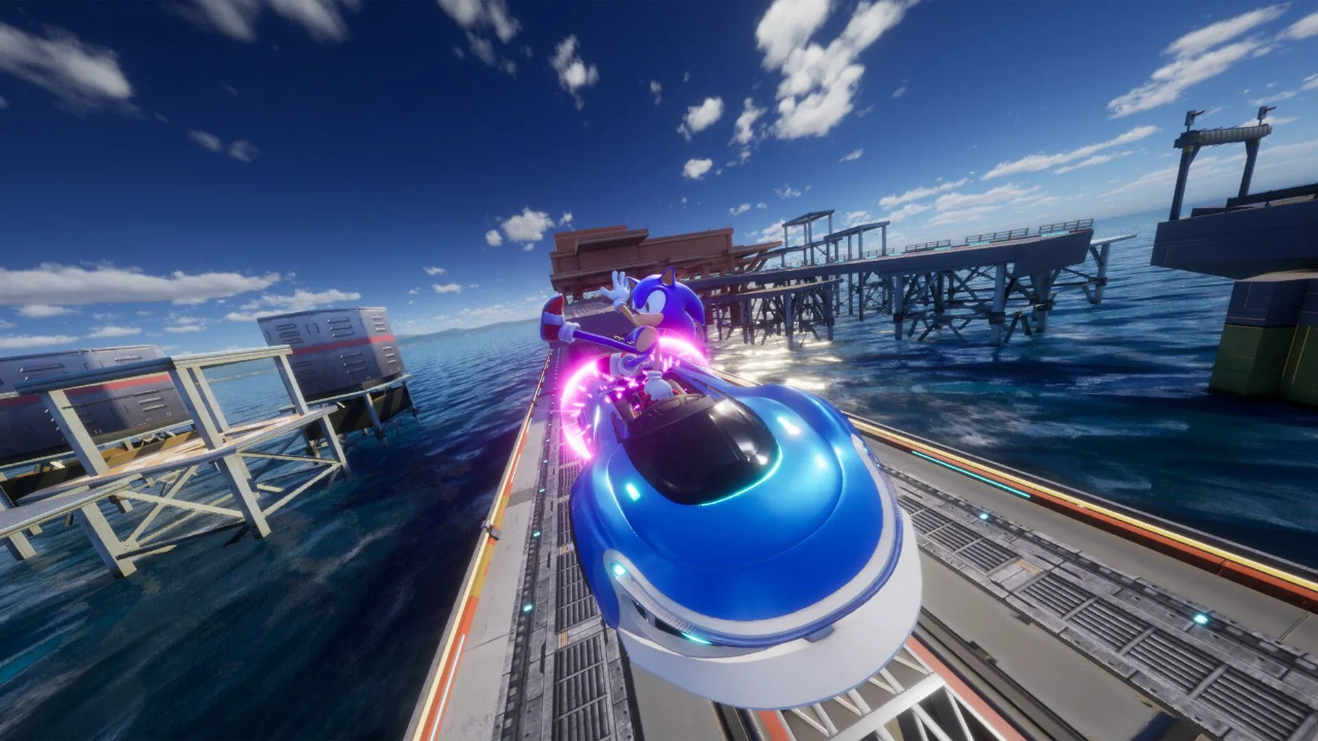 Một đoạn cắt cảnh động trong Sonic Racing CrossWorlds, giới thiệu các tính năng mới
