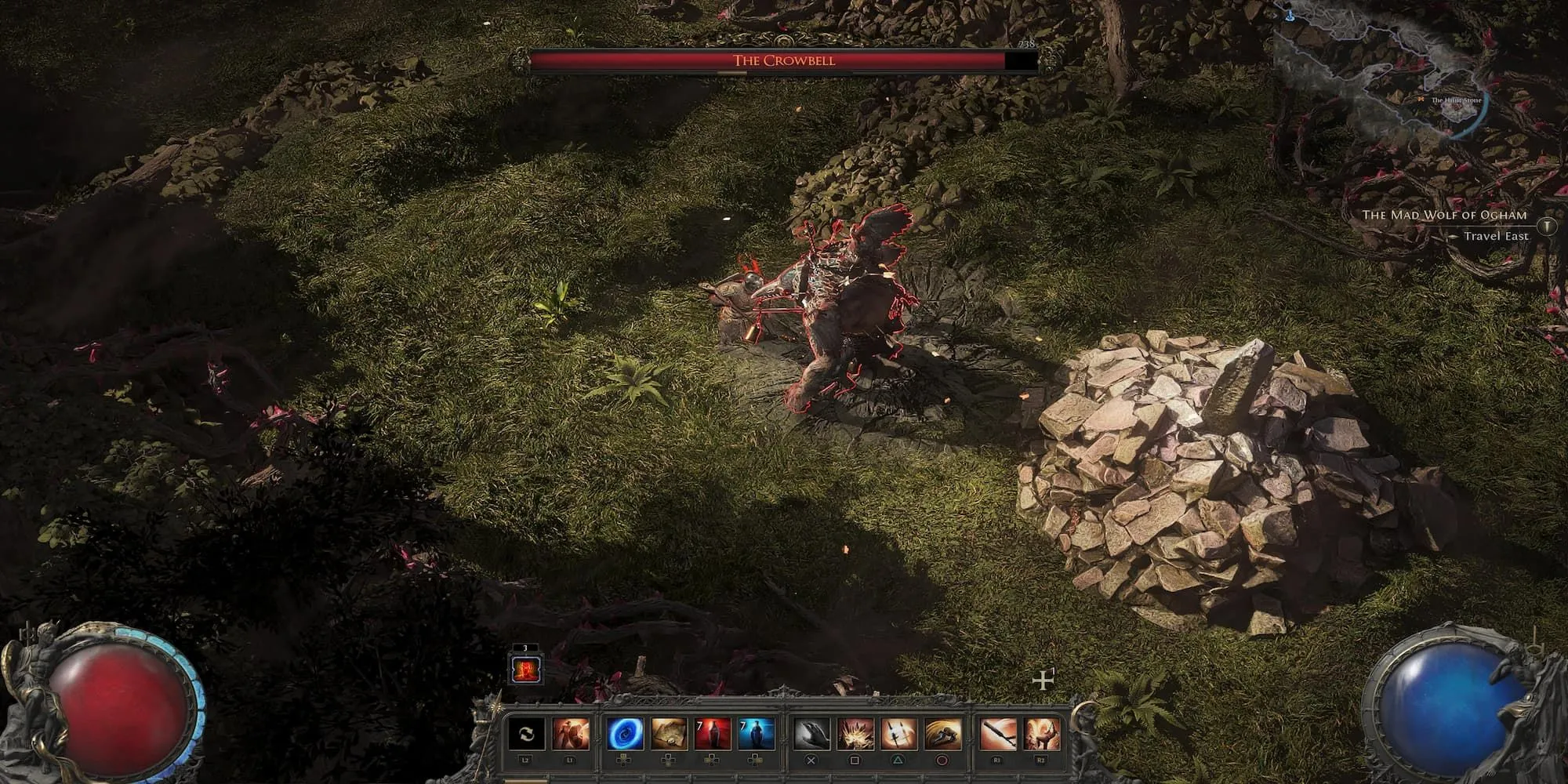 Người chơi đối mặt với trùm phụ trong Path of Exile 2