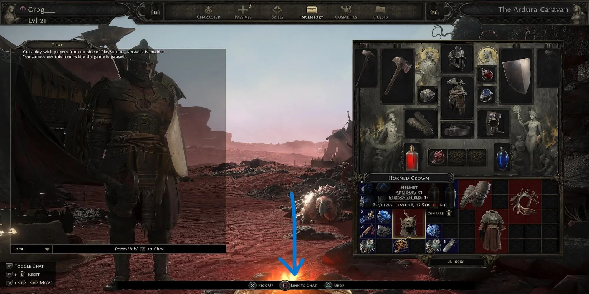 Tùy chọn Liên kết Chat trong menu của Path of Exile 2