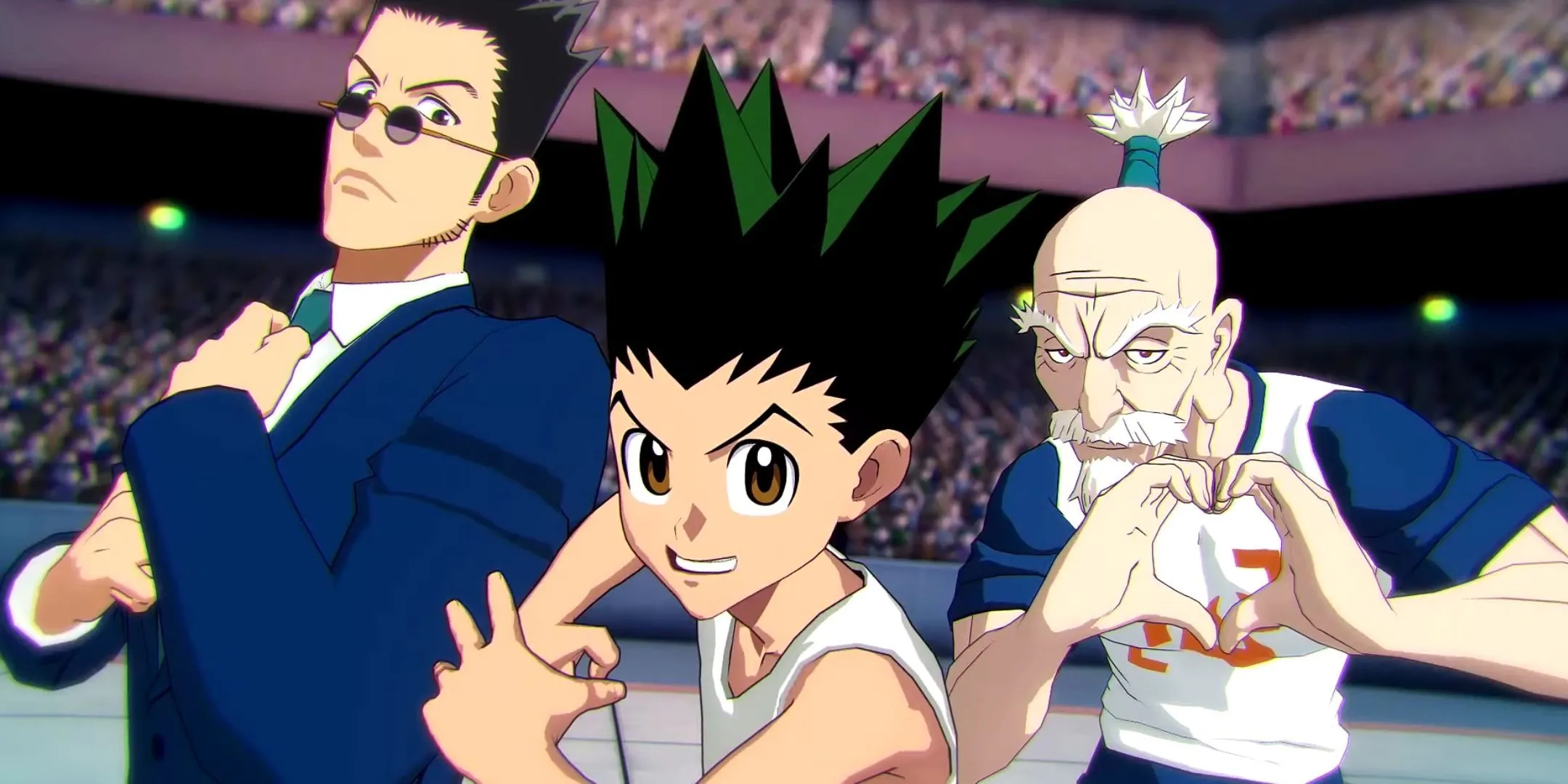 Ba nhân vật Leorio, Gon và Isaac Netero trong Hunter x Hunter: Nen x Impact thể hiện sự đa dạng về nhân vật.
