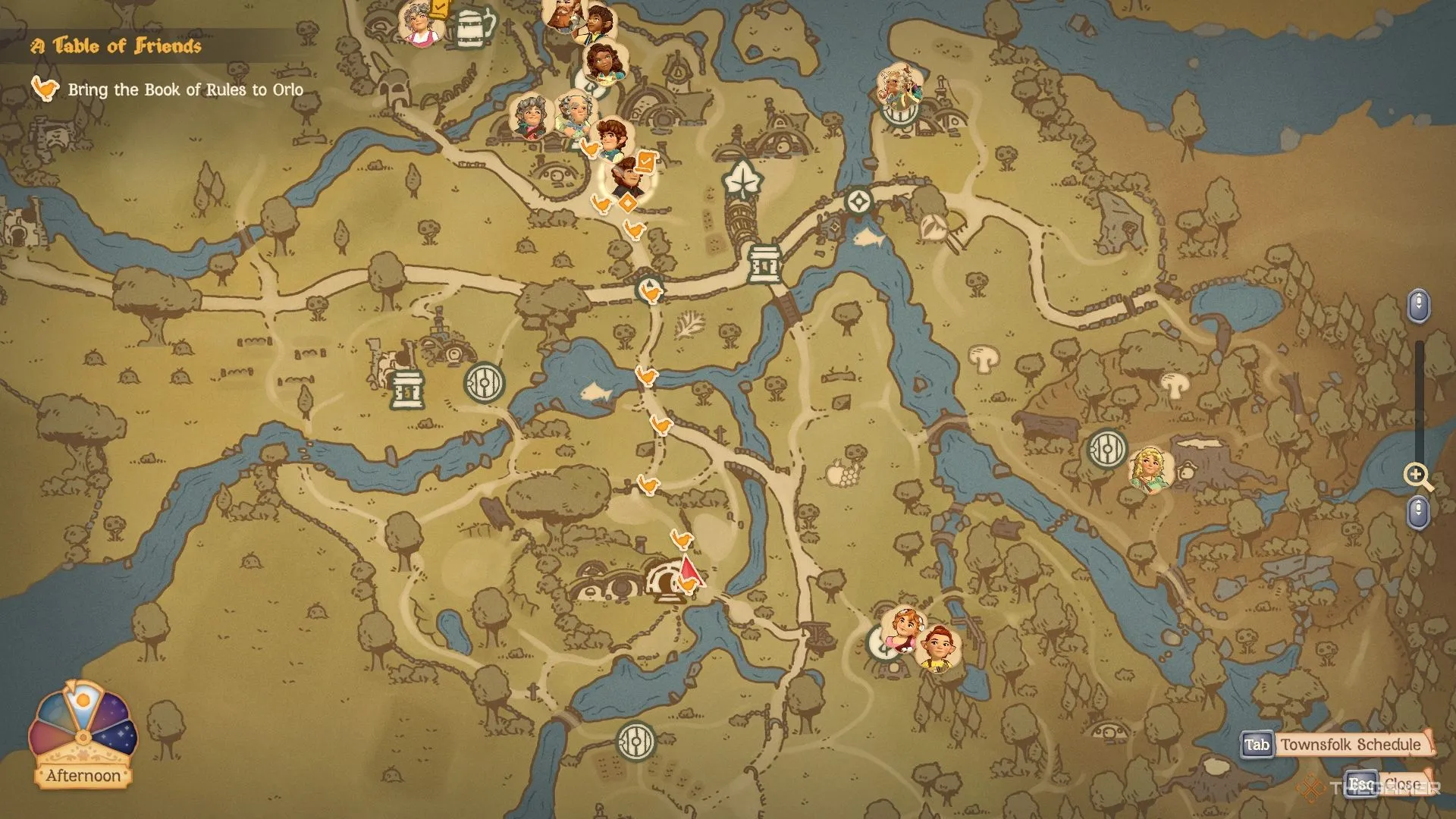 Bản đồ làng Bywater trong Tales Of The Shire hiển thị các điểm câu cá.
