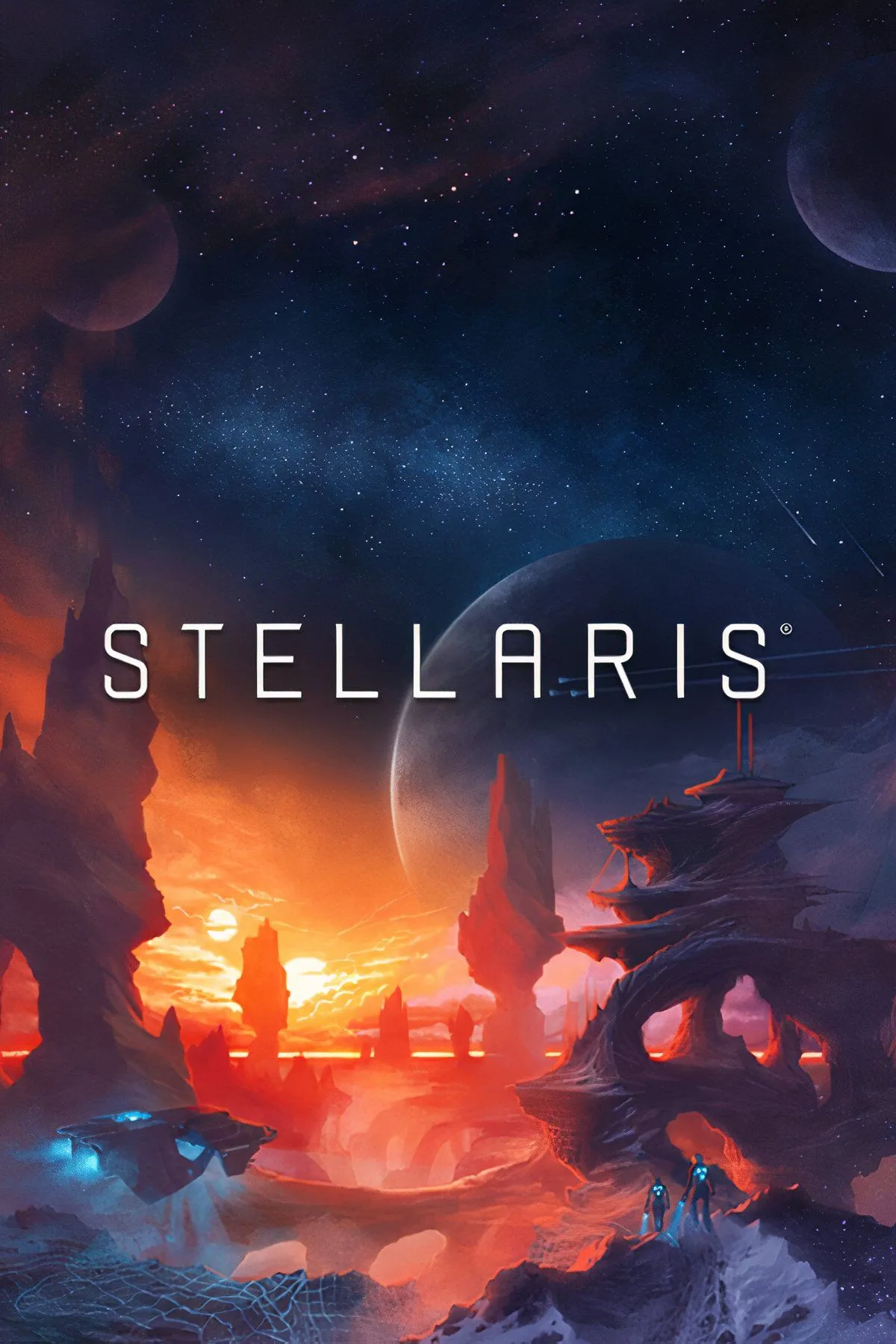 Bản đồ thiên hà rộng lớn trong Stellaris với các chủng tộc và hạm đội không gian