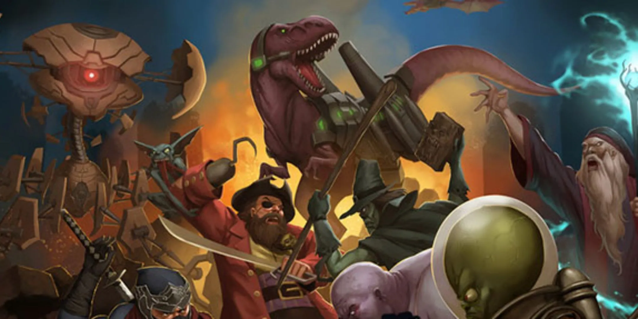 Bìa game Smash Up với các phe phái đa dạng chiến đấu