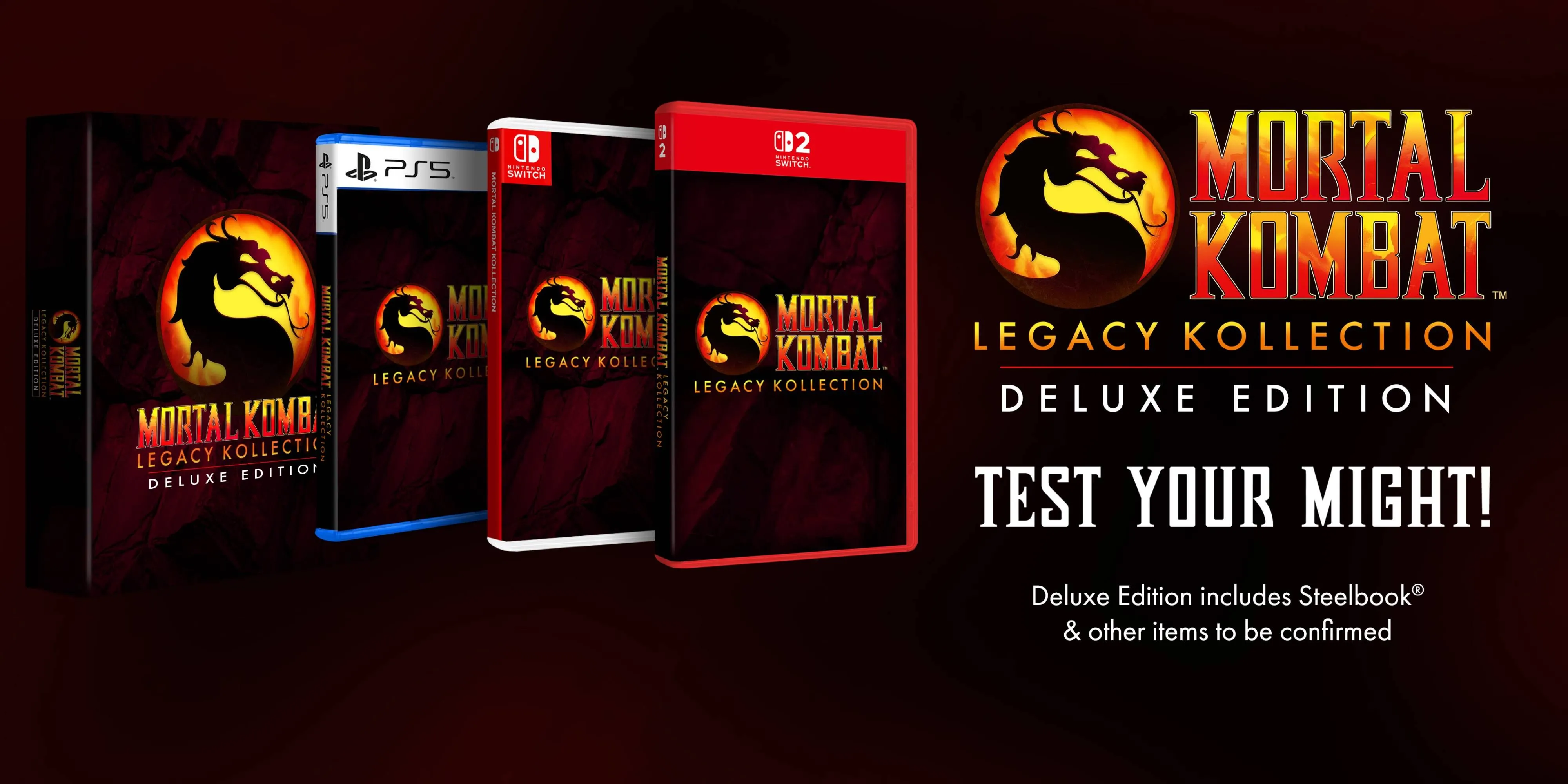 Các phiên bản vật lý của Mortal Kombat Legacy Kollection, bao gồm Standard, Deluxe và Kollector's Edition, minh họa sự đa dạng lựa chọn cho game thủ và nhà sưu tập.